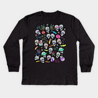 Punk Skull Party Kids Long Sleeve T-Shirt